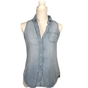 Light Blue Sleeveless Denim Top